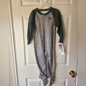 NFL New York Jets Pajama One Piece 4T NWT Green and Gray Footie Football